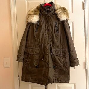 Laundry by Shelli Segal Army Green Winter Coat w/ removable Faux Fur Hood - XL